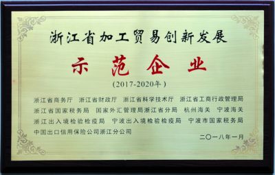 浙江省加工贸易创新发展示范企业